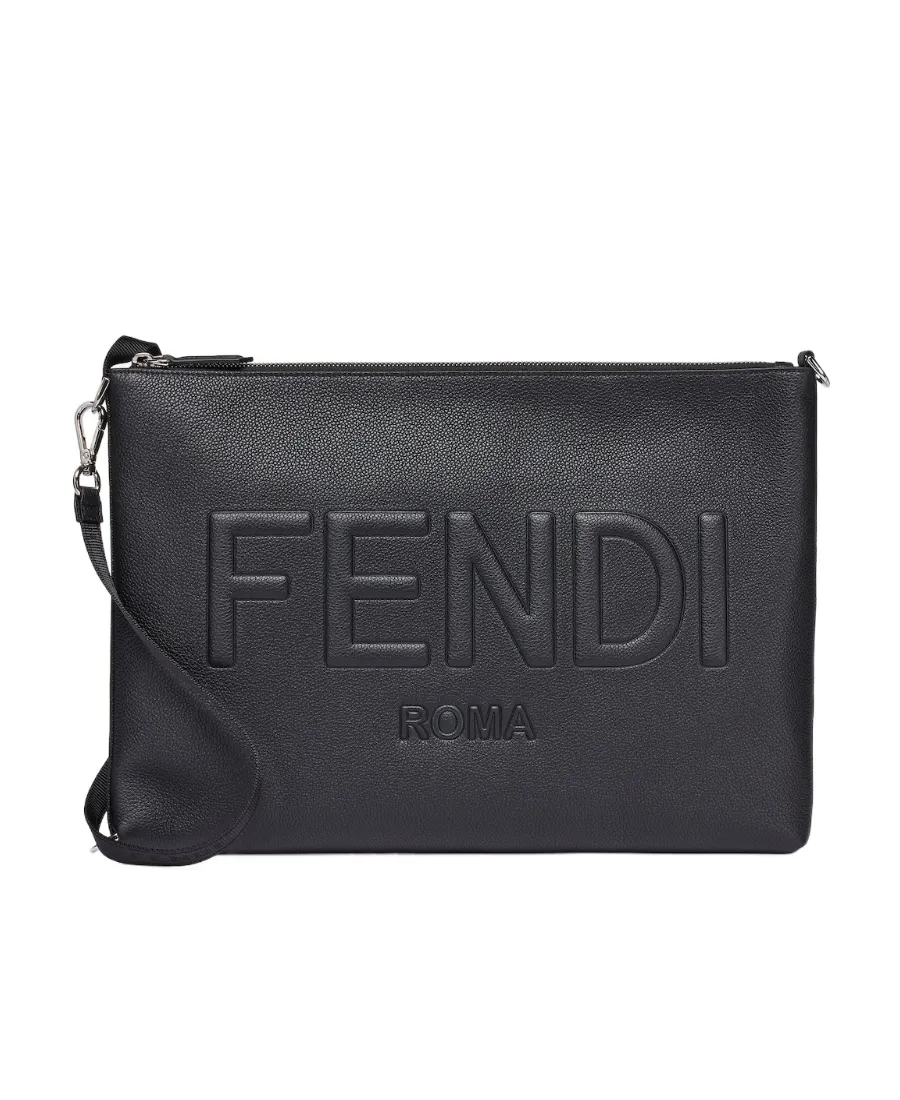 Logo-Embossed Zipped Pouch