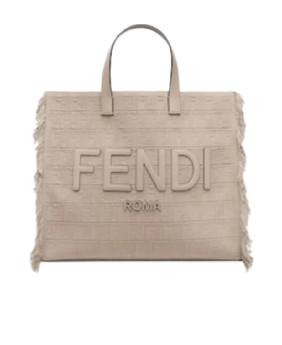 Ff Motif Fringed Large Tote Bag
