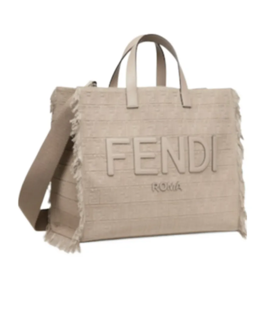 Ff Motif Fringed Large Tote Bag