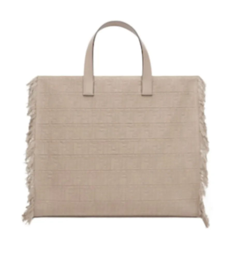 Ff Motif Fringed Large Tote Bag