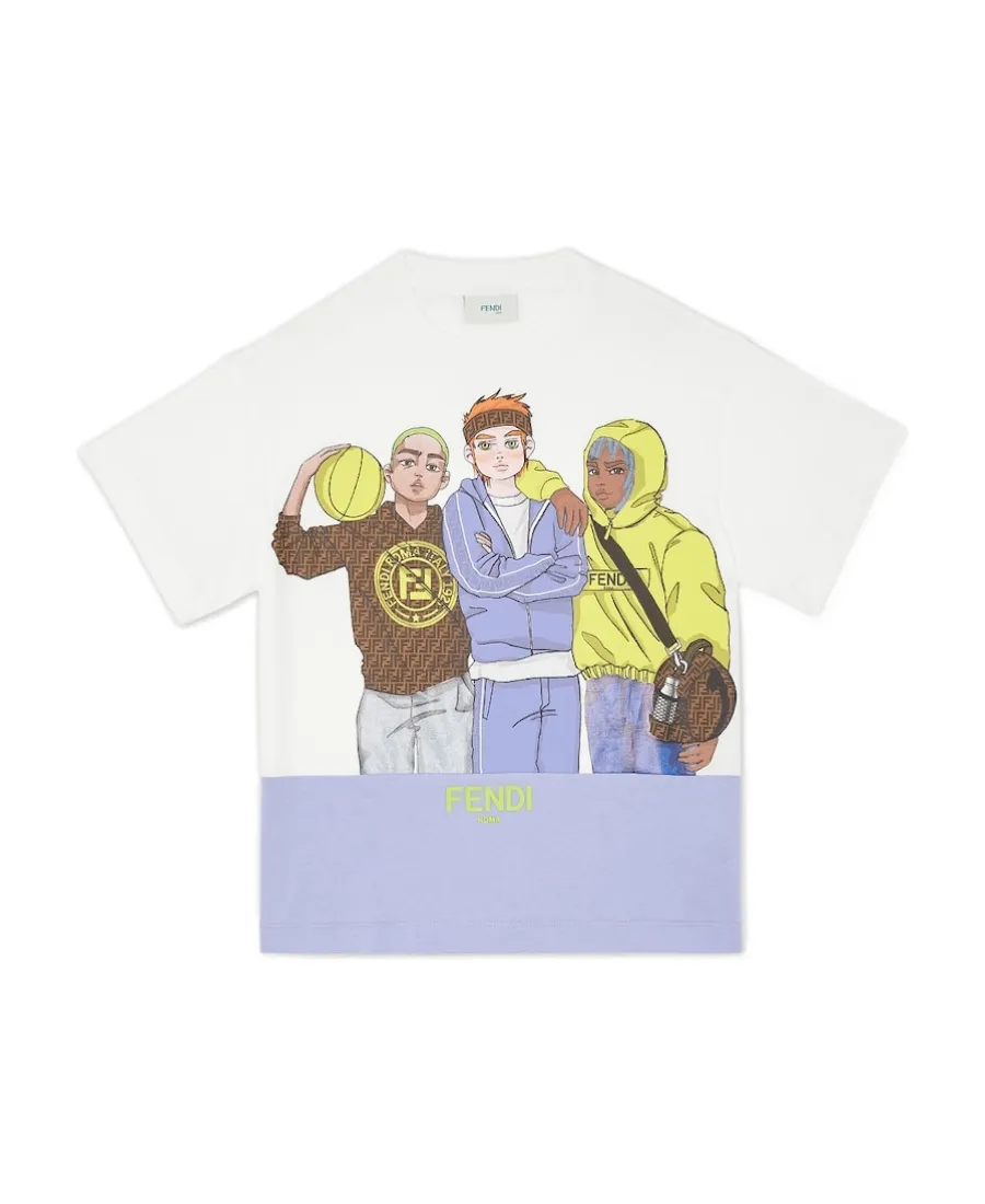 Jersey T-Shirt With Multicolour Print