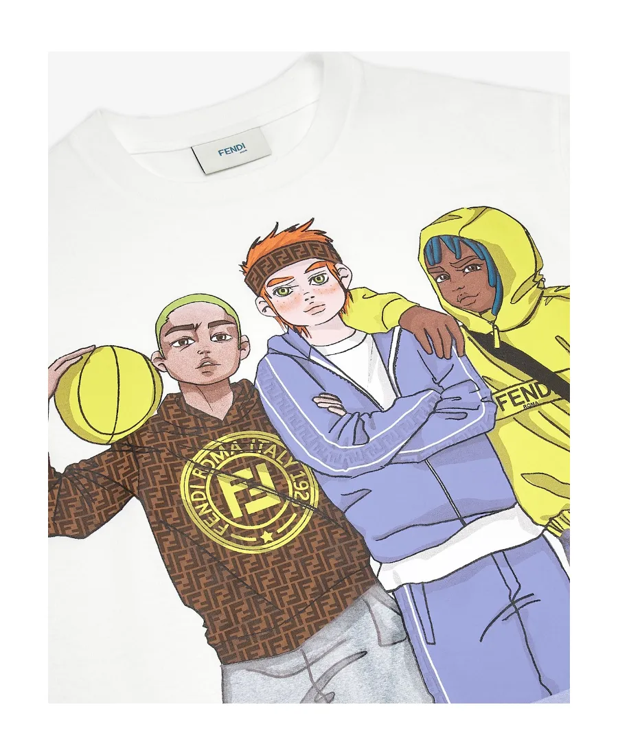 Jersey T-Shirt With Multicolour Print