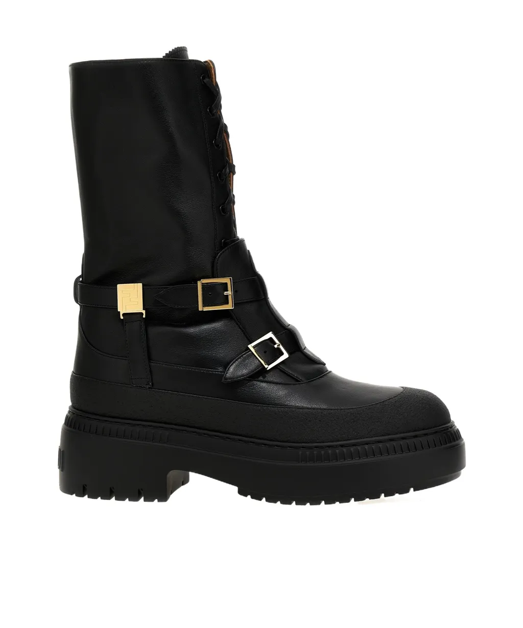 Delfina Lace-Up Biker Boots