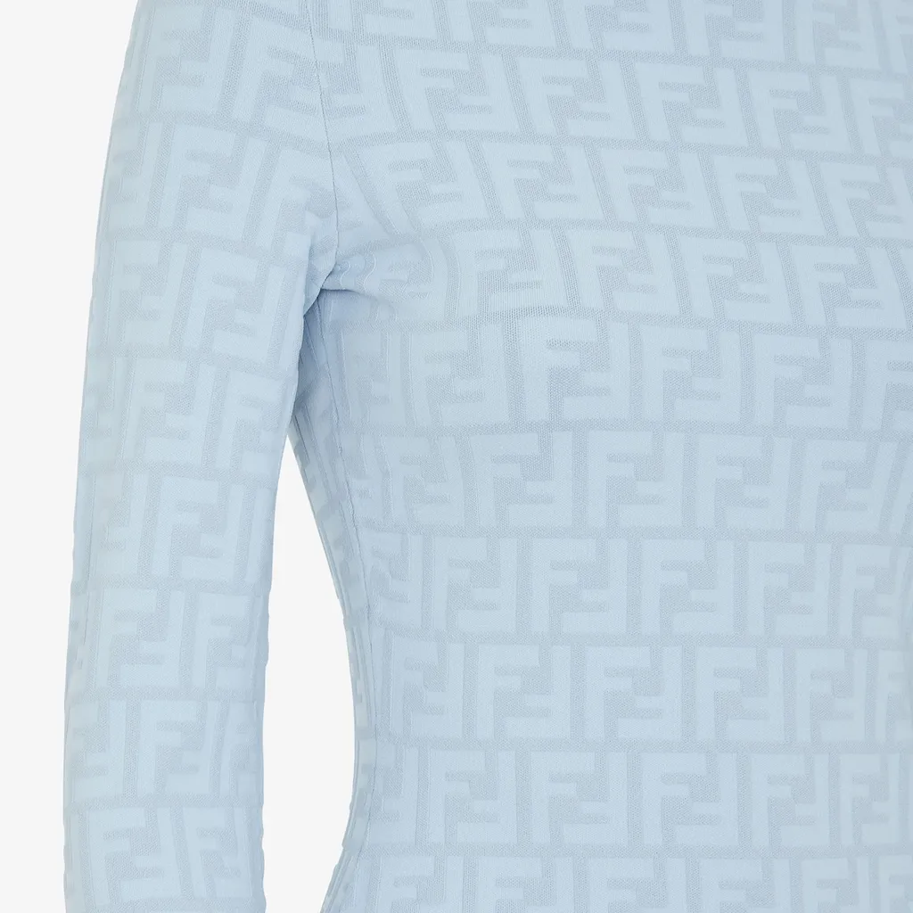 Ff Jacquard Long Sleeved Crewneck Dress