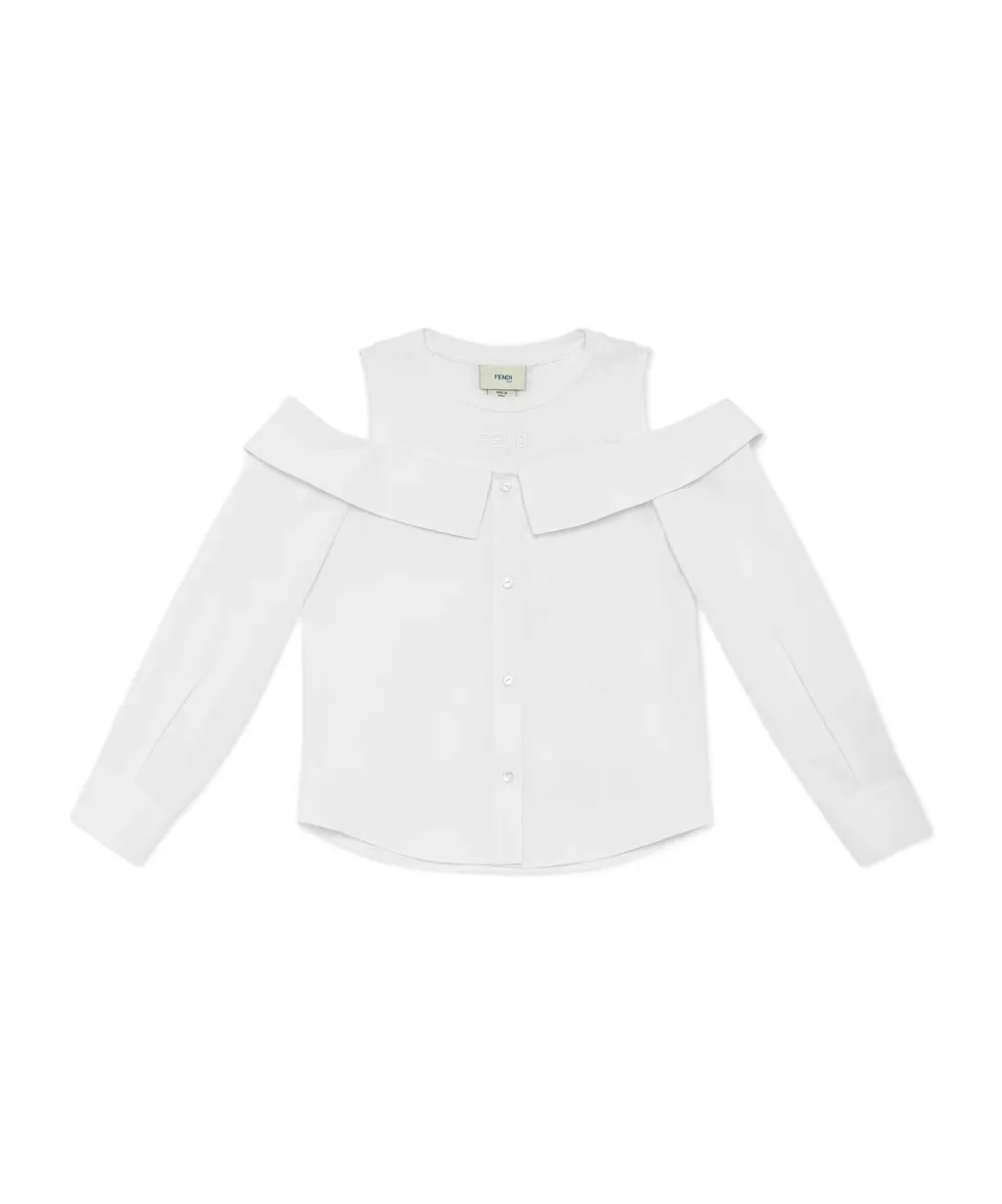 Logo Embroidered Cold-Shoulder Shirt