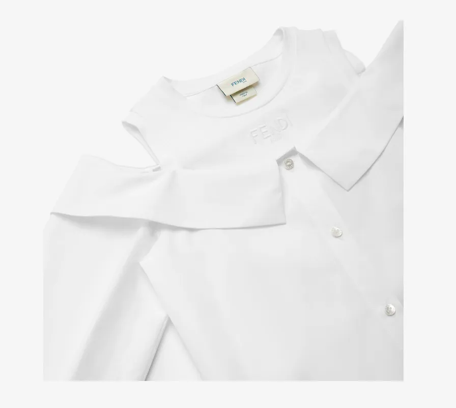 Logo Embroidered Cold-Shoulder Shirt