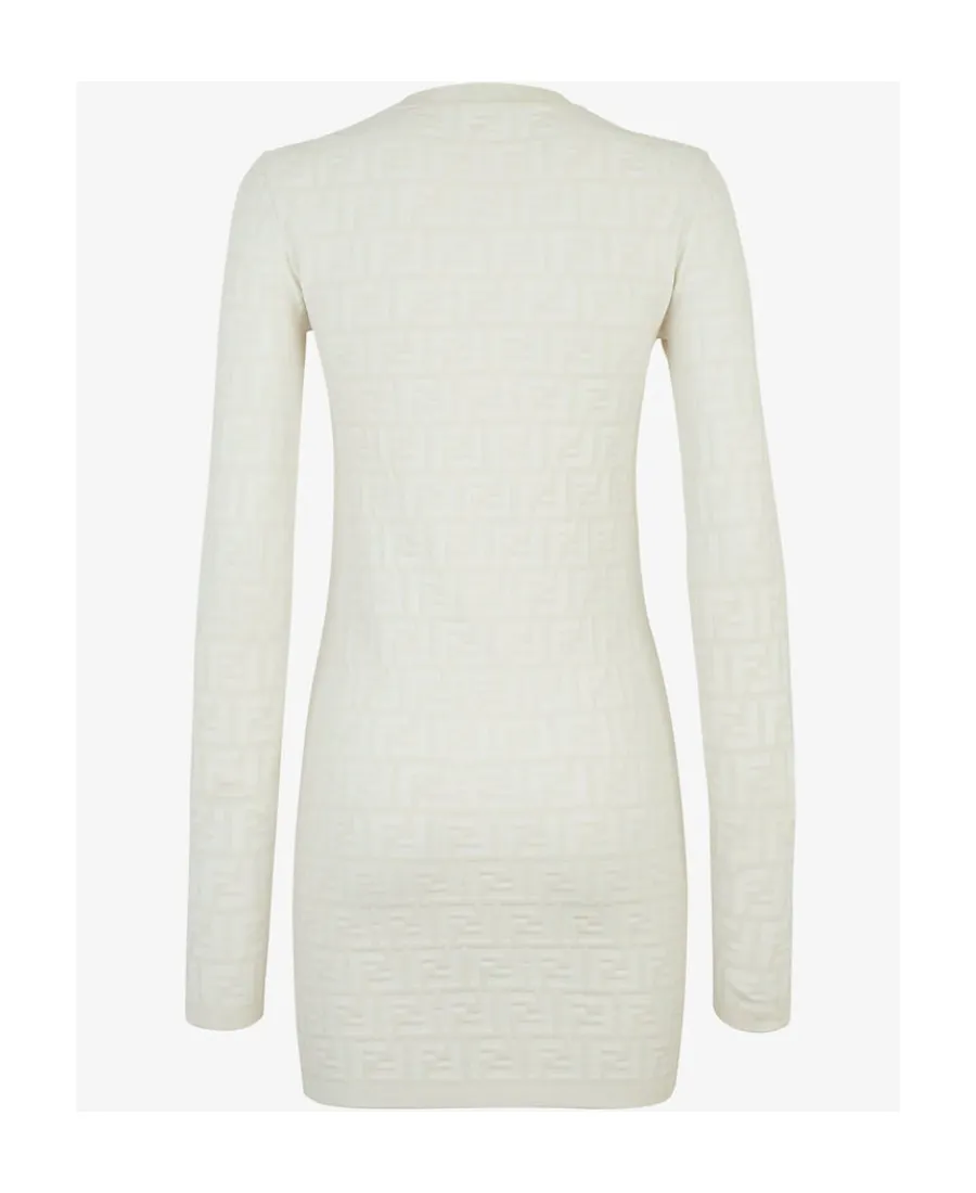 All-Over Ff Embossed Crewneck Mini Dress