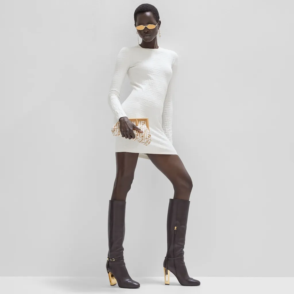 All-Over Ff Embossed Crewneck Mini Dress