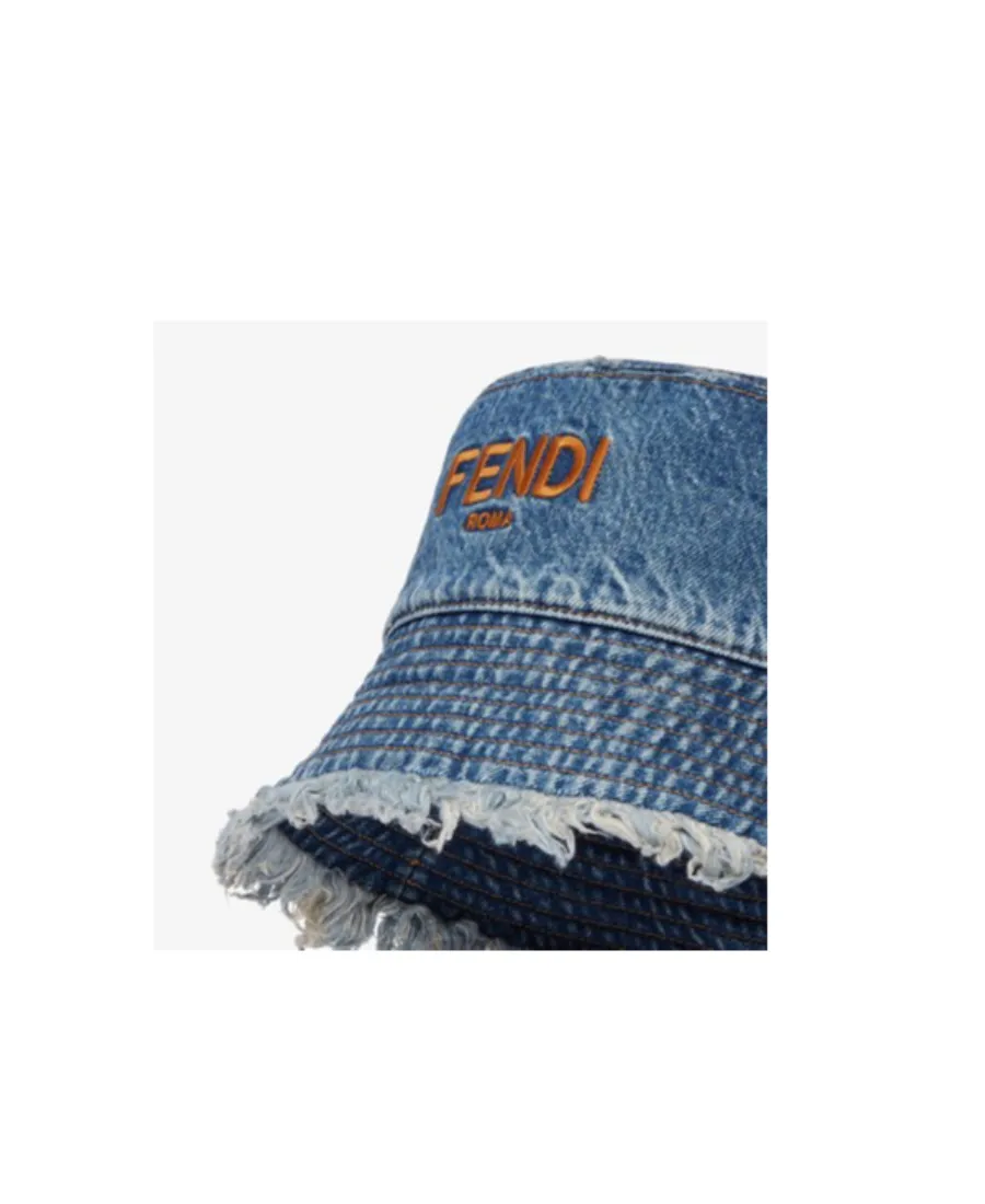 Logo Embroidered Denim Bucket Hat