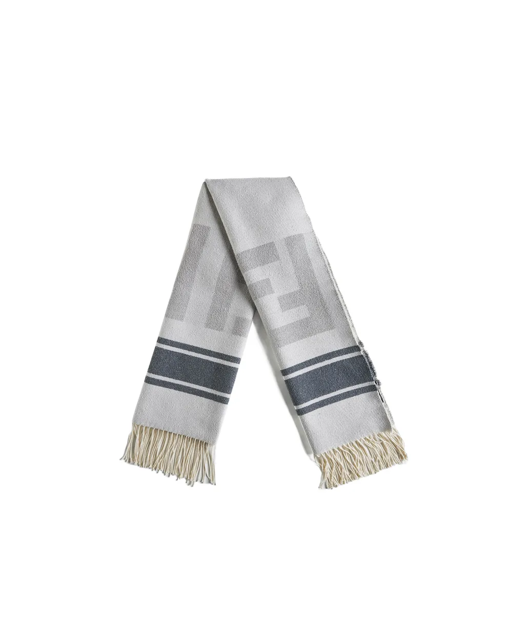 Monogrammed Stripe-Patterned Scarf