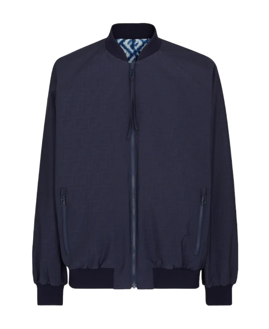 All-Over Ff Printed Zipped Bomber Jacket