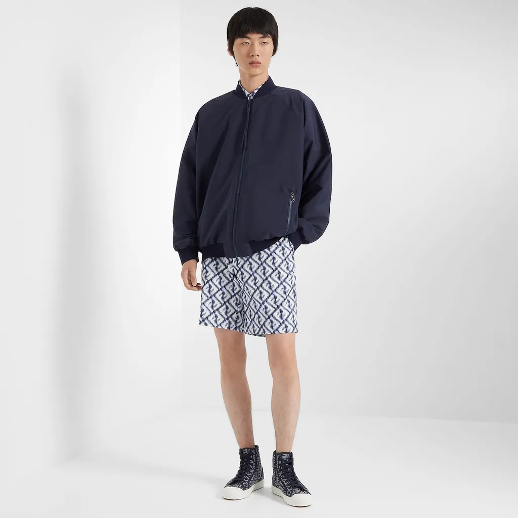 All-Over Ff Printed Zipped Bomber Jacket