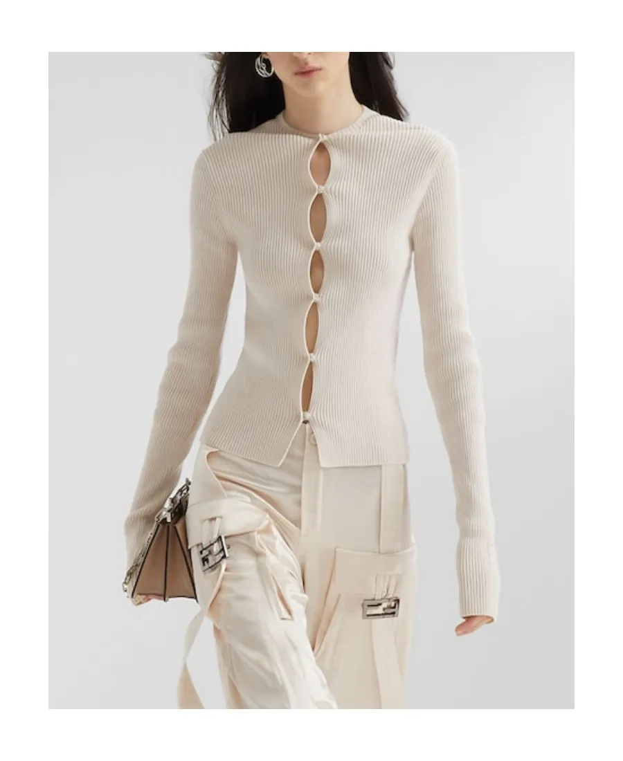 Buttoned Long-Sleeved Cardigan