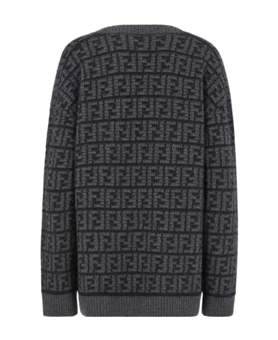 Monogram Jacquard V-Neck Cardigan