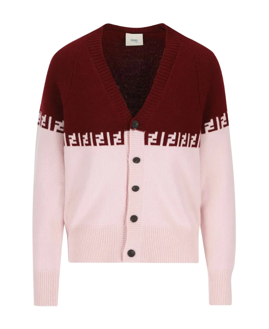 Ff Intarsia Knitted Cardigan
