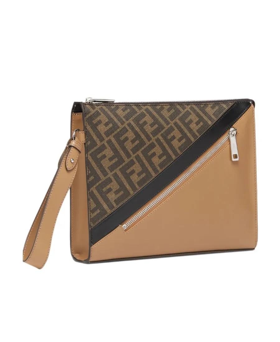 Logo Monogram Zipped Clutch Bag