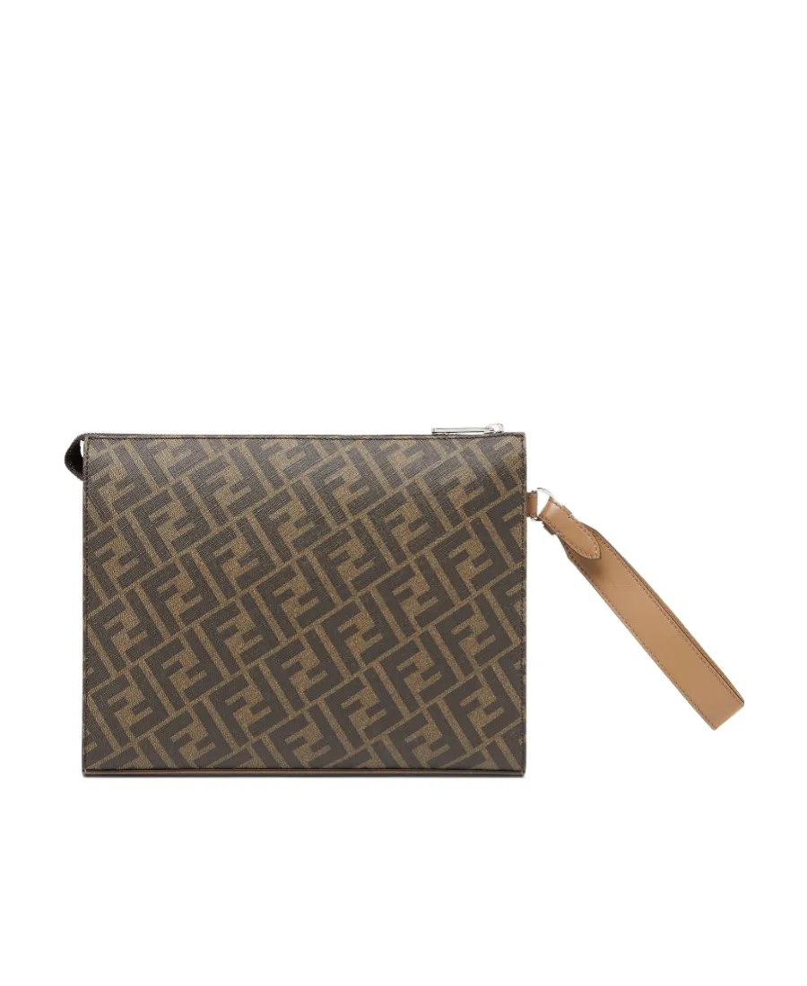 Logo Monogram Zipped Clutch Bag