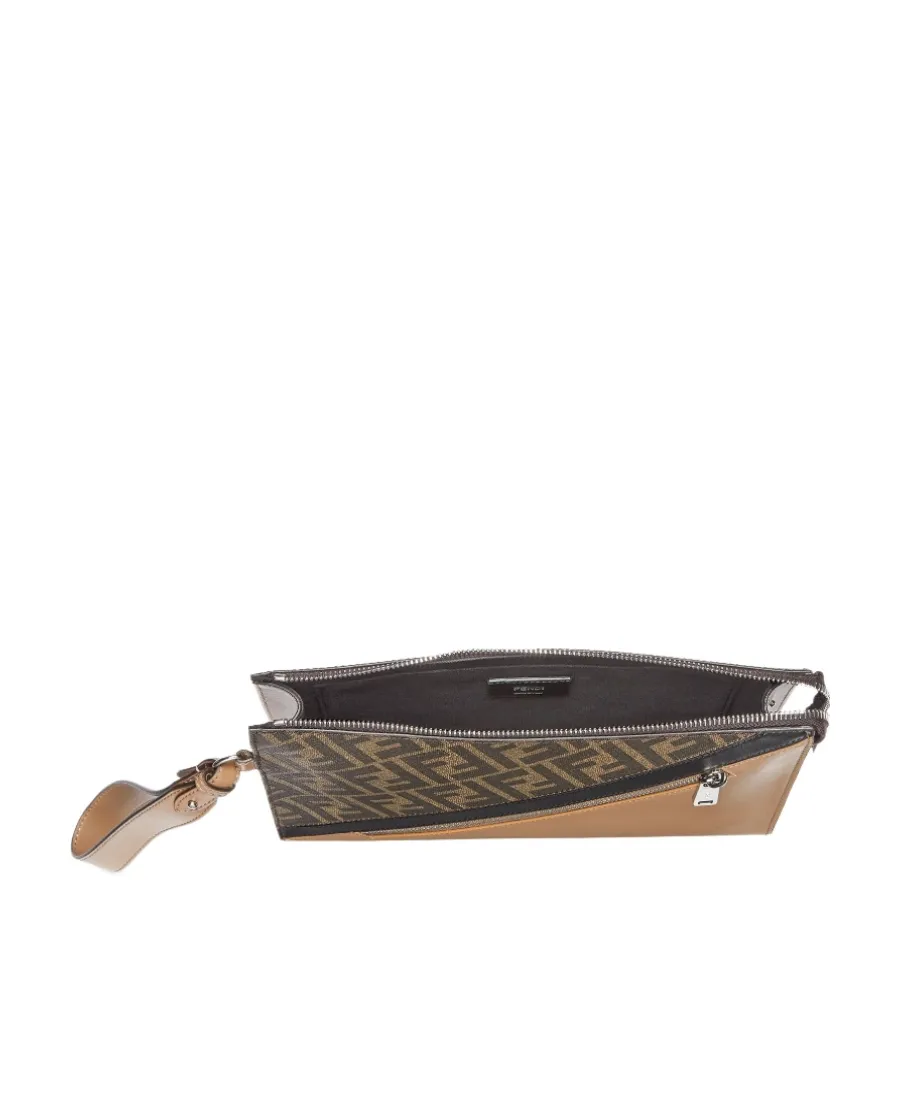 Logo Monogram Zipped Clutch Bag