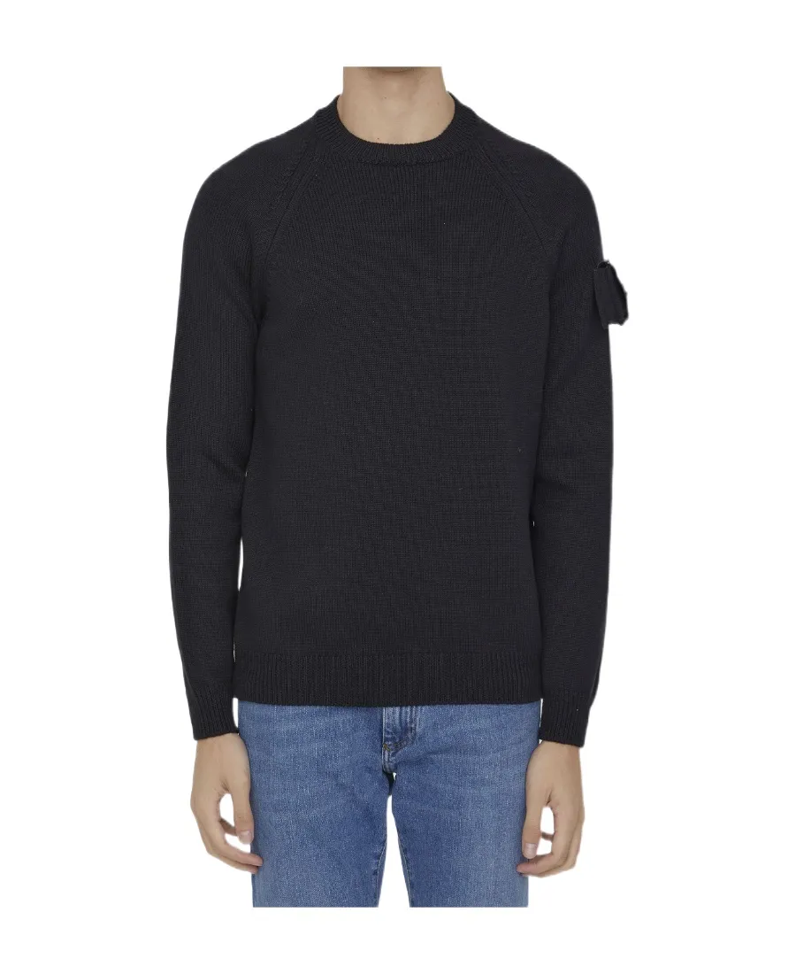 Pocket-Detailed Crewneck Jumper