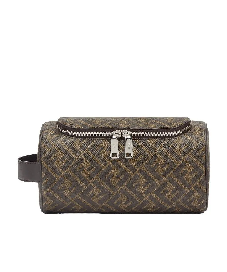 Ff-Patterned Zipped Wash Bag