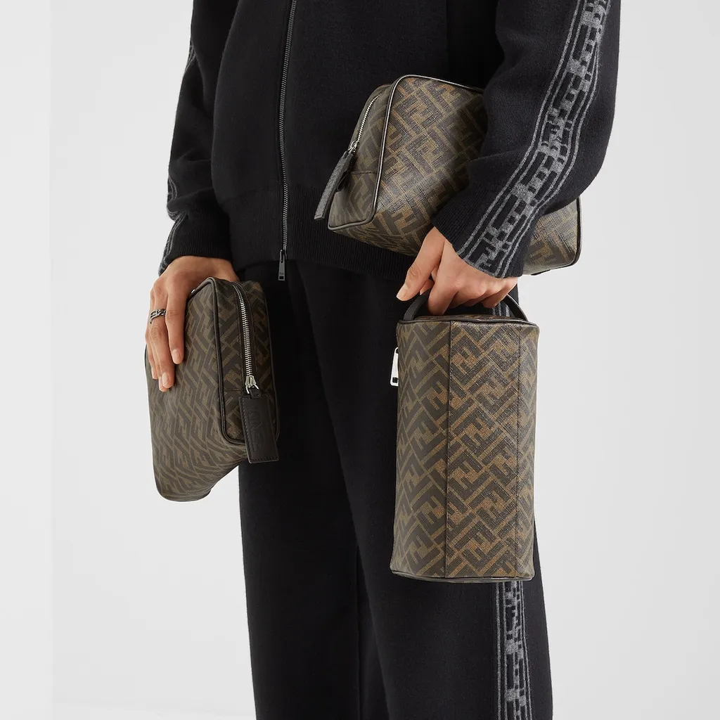 Ff-Patterned Zipped Wash Bag