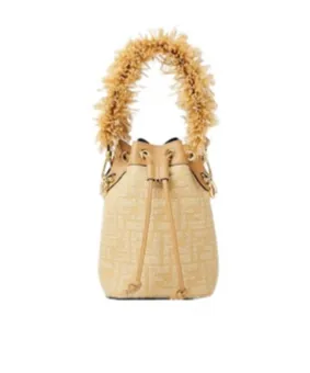 Mon Tresor Ff Jacquard Drawstring Bucket Bag