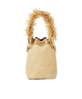 Mon Tresor Ff Jacquard Drawstring Bucket Bag