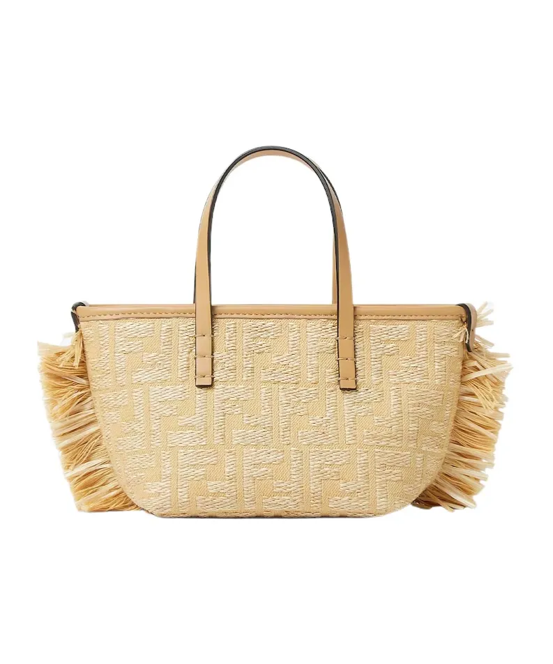 Mini Roll Ff Jacquard Fringed Tote Bag