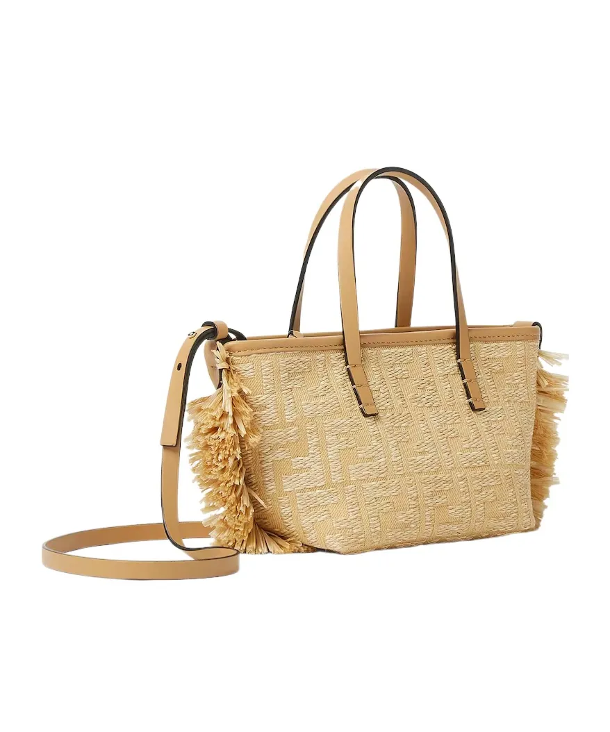 Mini Roll Ff Jacquard Fringed Tote Bag