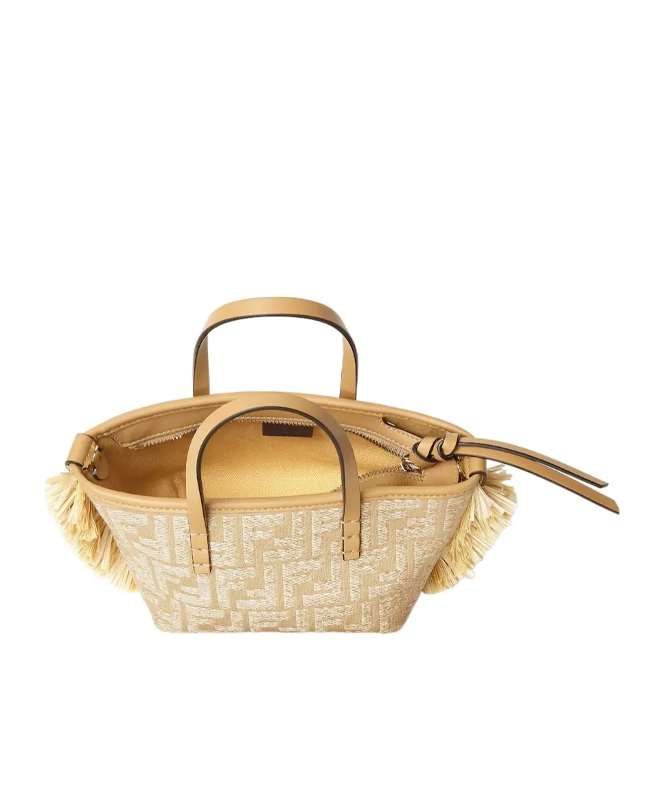 Mini Roll Ff Jacquard Fringed Tote Bag