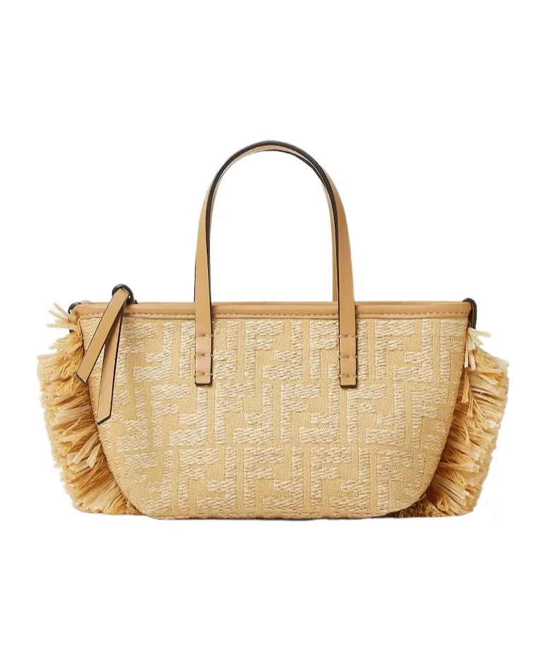Mini Roll Ff Jacquard Fringed Tote Bag