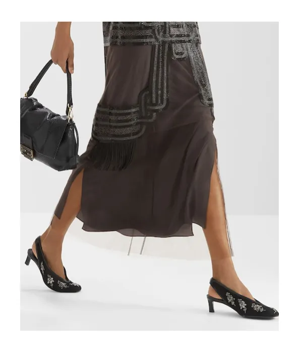 Slingbacks Embroidered Pumps