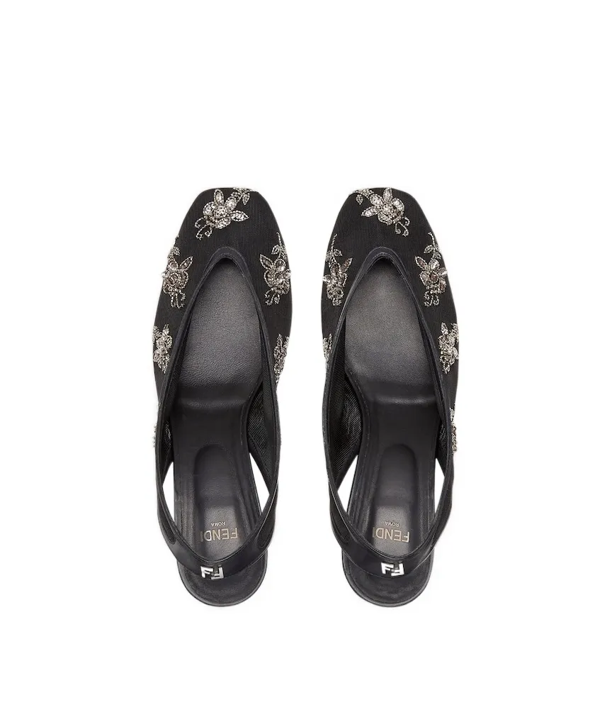 Slingbacks Embroidered Pumps