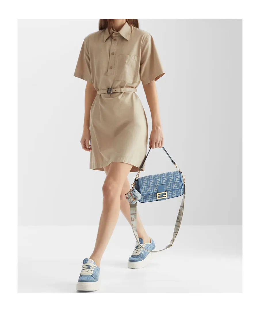 Logo Embroidered Belted Mini Dress