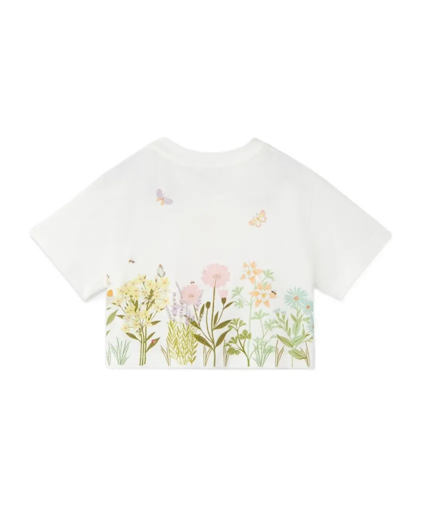 Logo Embroidered Cropped T-Shirt