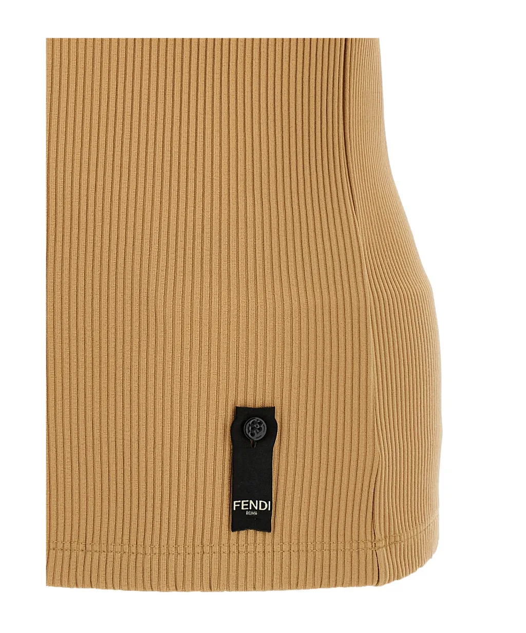 Logo Embroidered Ribbed Tank Top