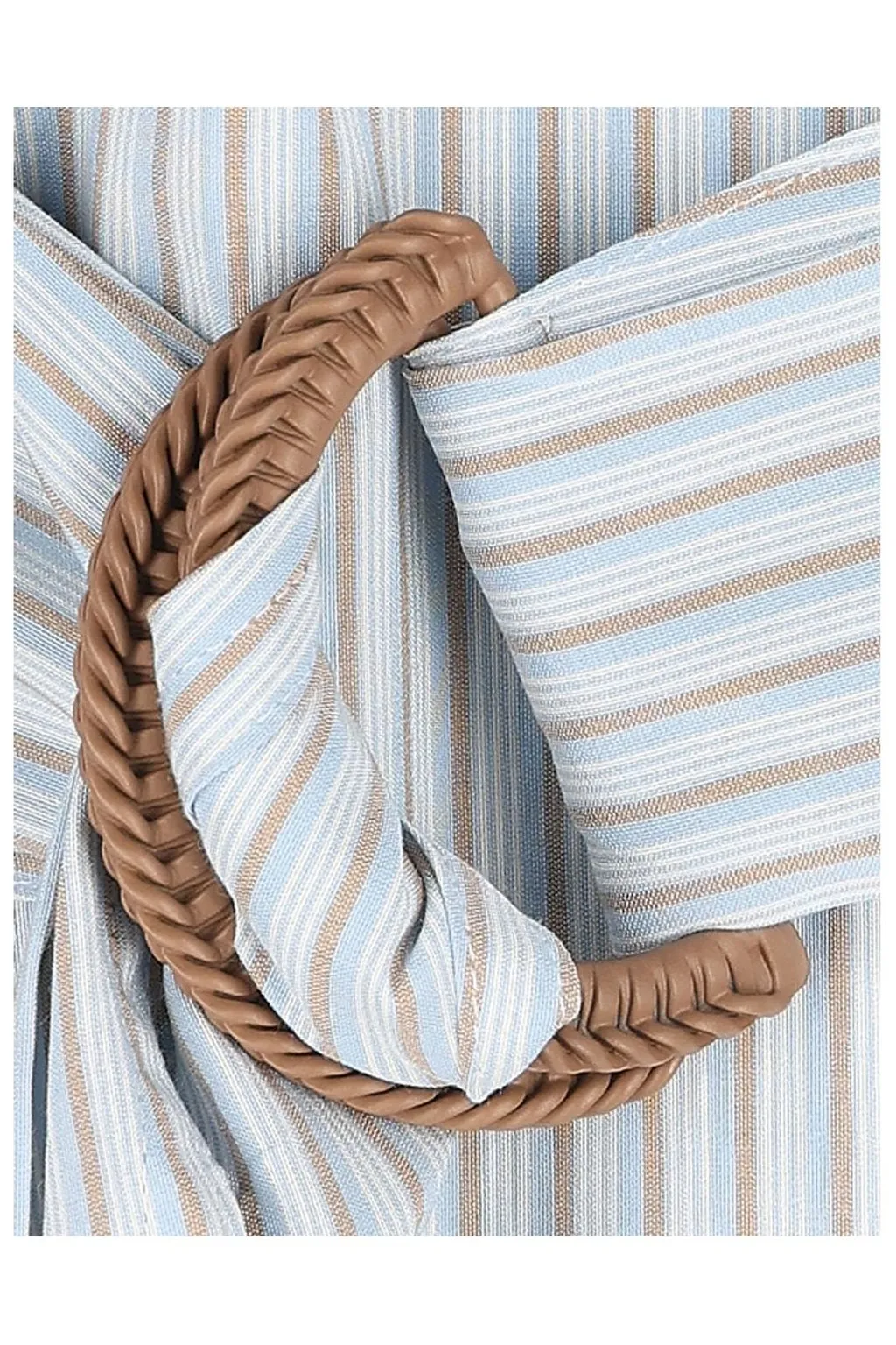 Striped Ring Buckle Belted Jacket