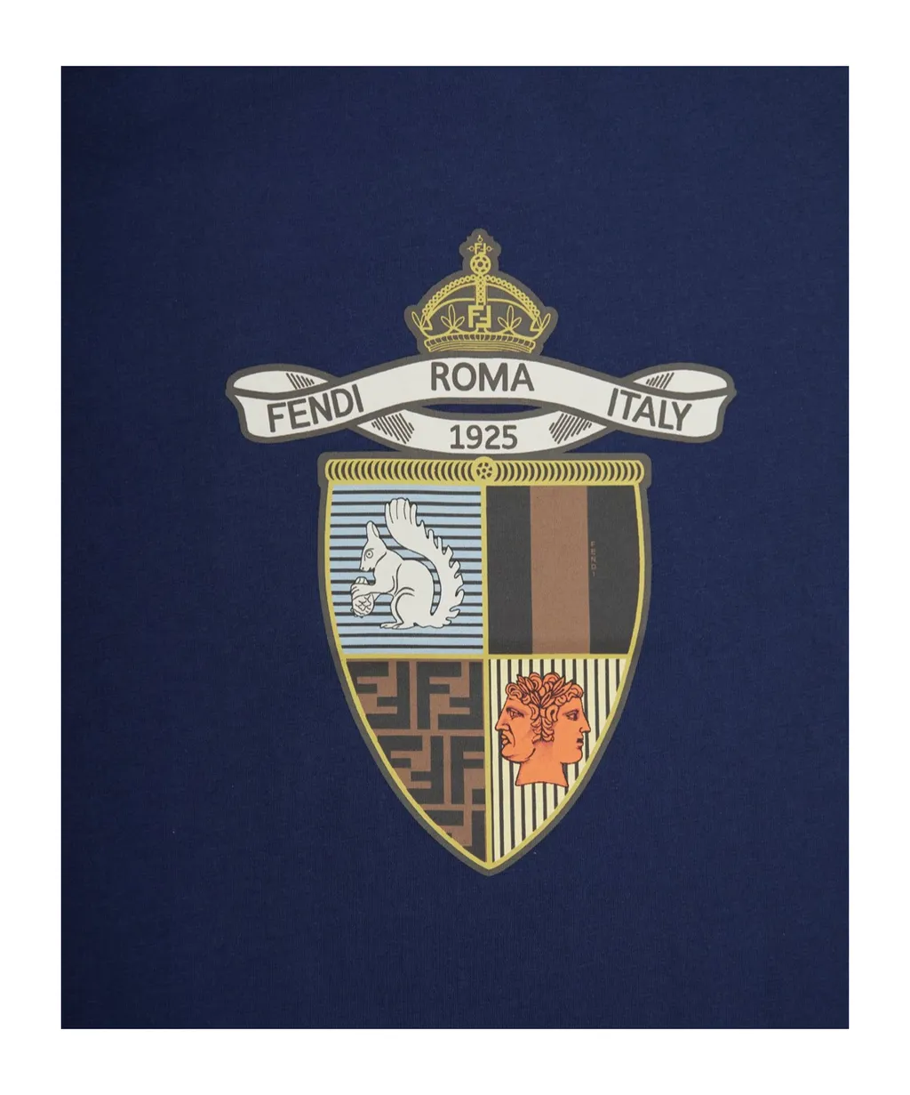 Crest Printed Crewneck T-Shirt