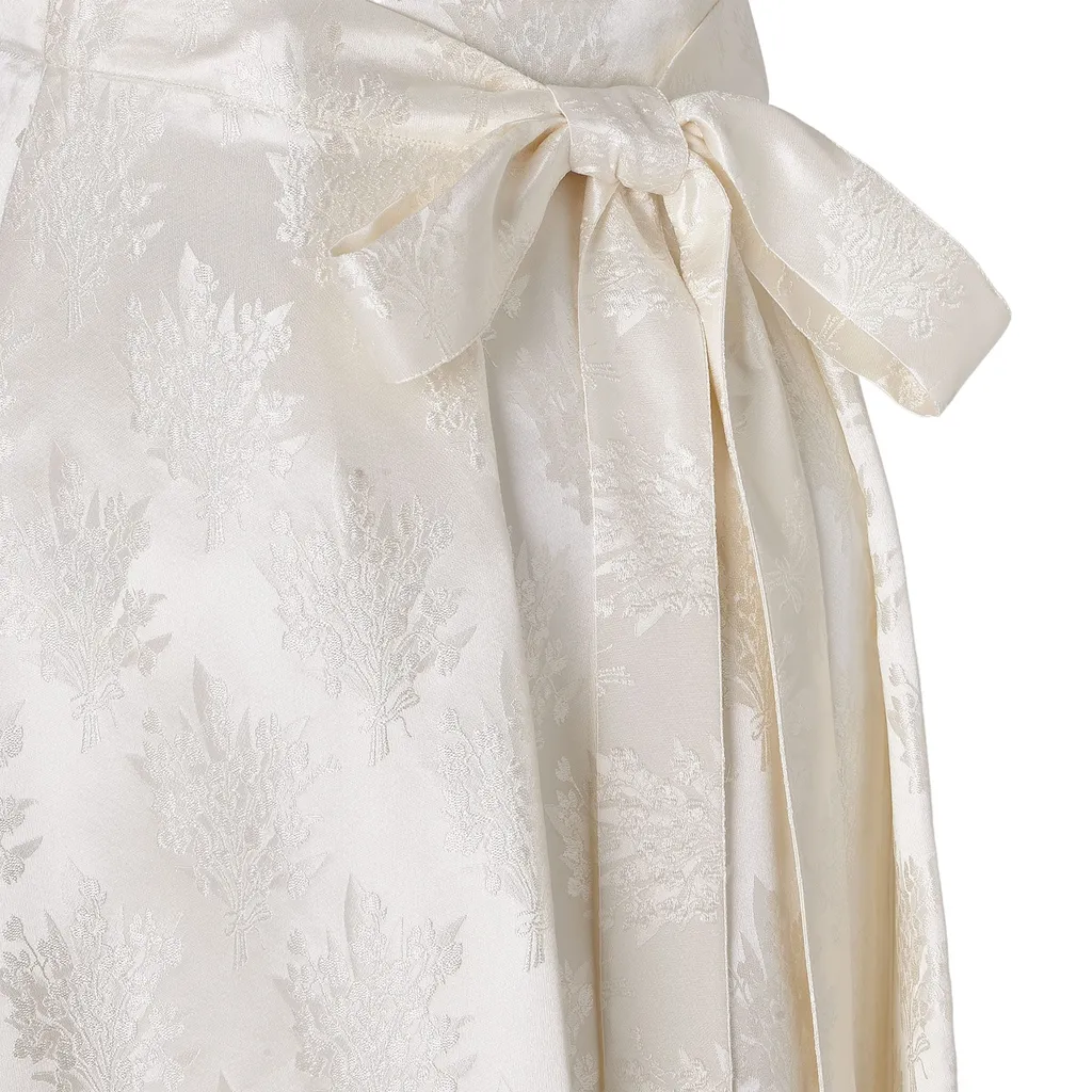 Floral Jacquard Tied-Waist Midi Skirt