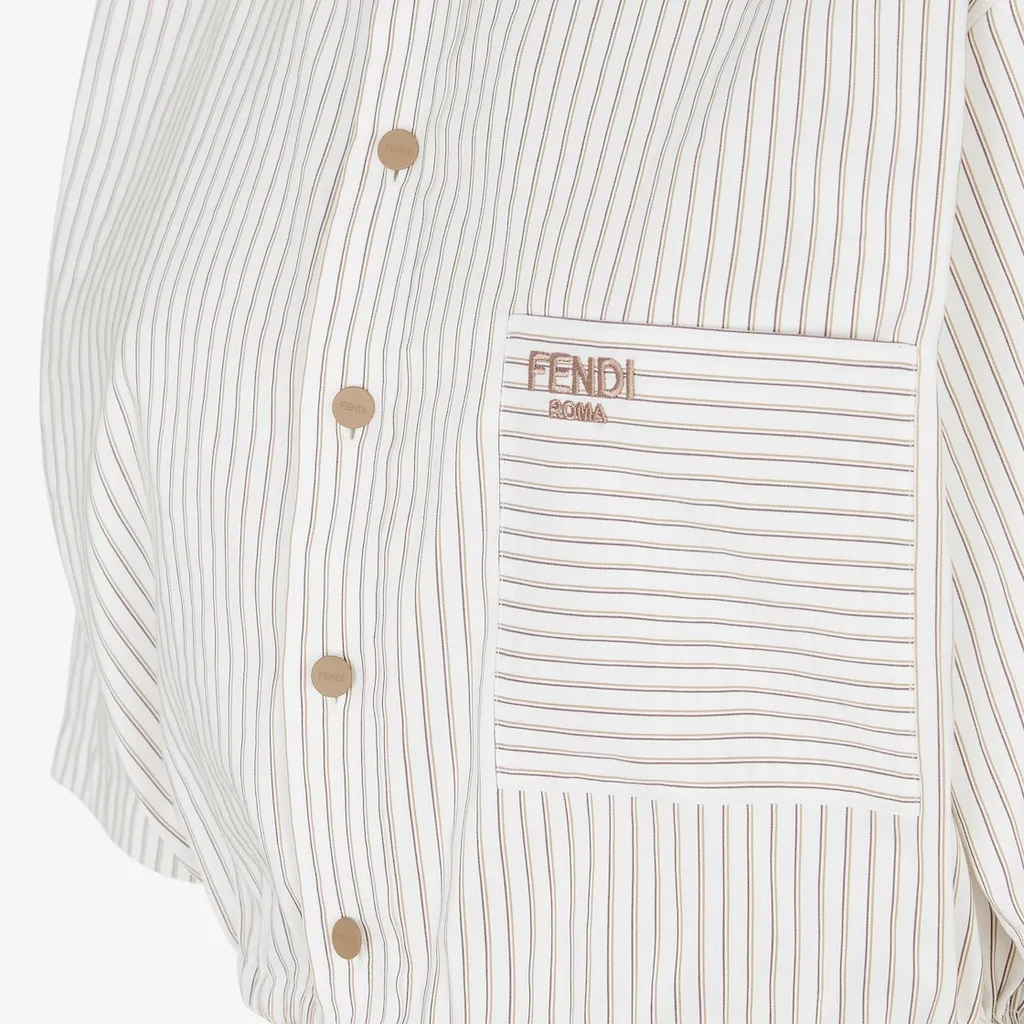 Drawstring Hem Striped Cropped Shirt