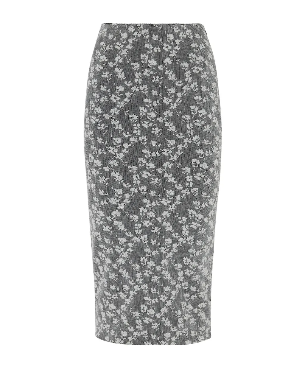 Floral Motif Layered Effect Midi Skirt