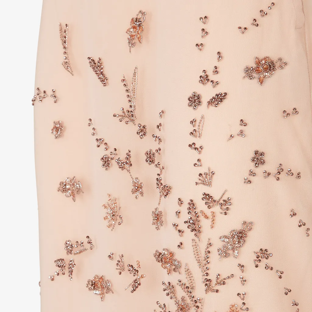 Floral Embellished Midi Tulle Skirt