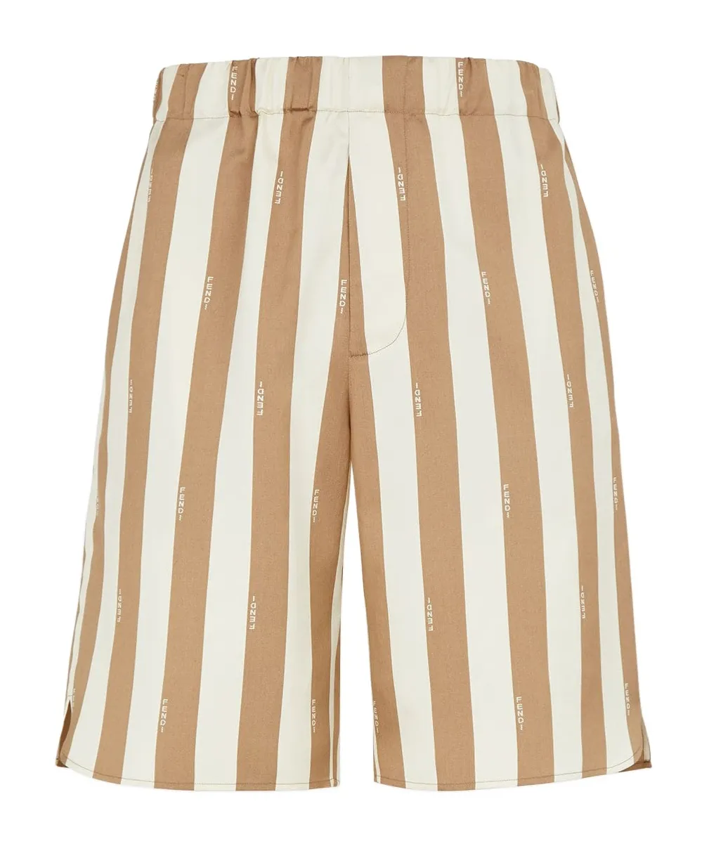 Elasticated Waistband Striped Bermuda Shorts