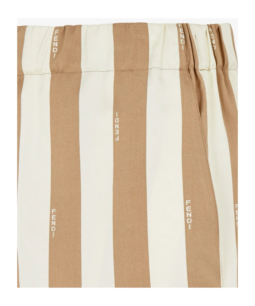 Elasticated Waistband Striped Bermuda Shorts