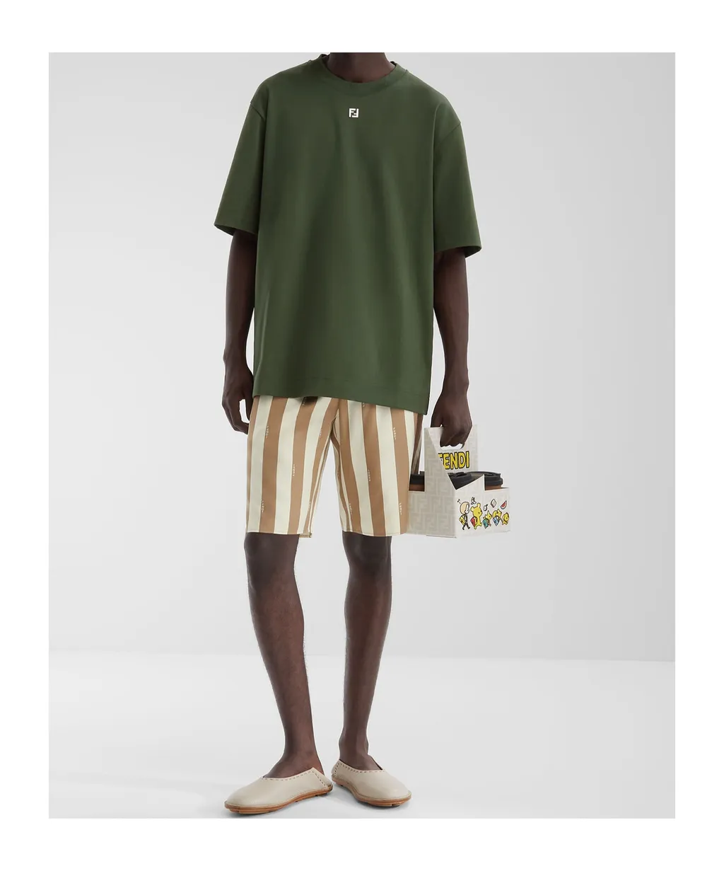 Elasticated Waistband Striped Bermuda Shorts