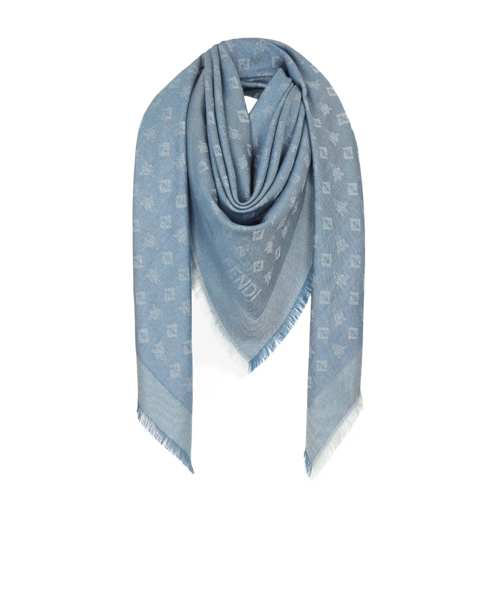 Ff Jacquard Frayed-Edge Scarf