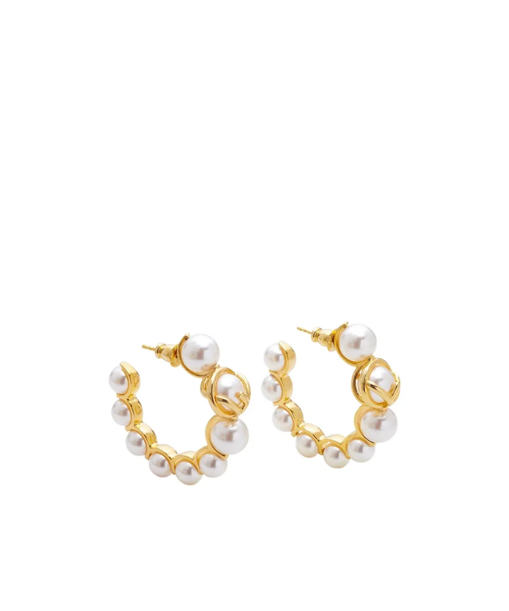 Gold-Colored Metal Earrings With Pearls