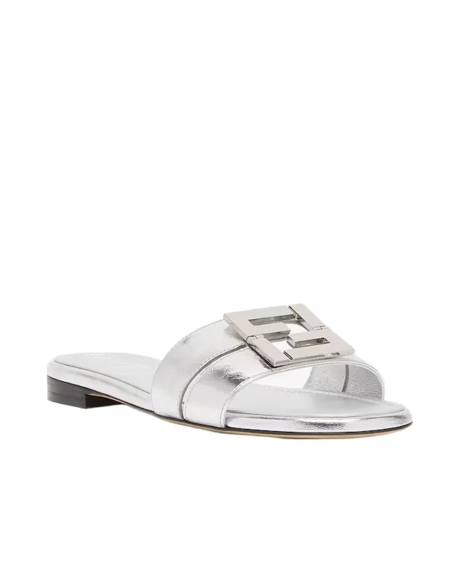 Ffold Logo Plaque Metallic Sandals