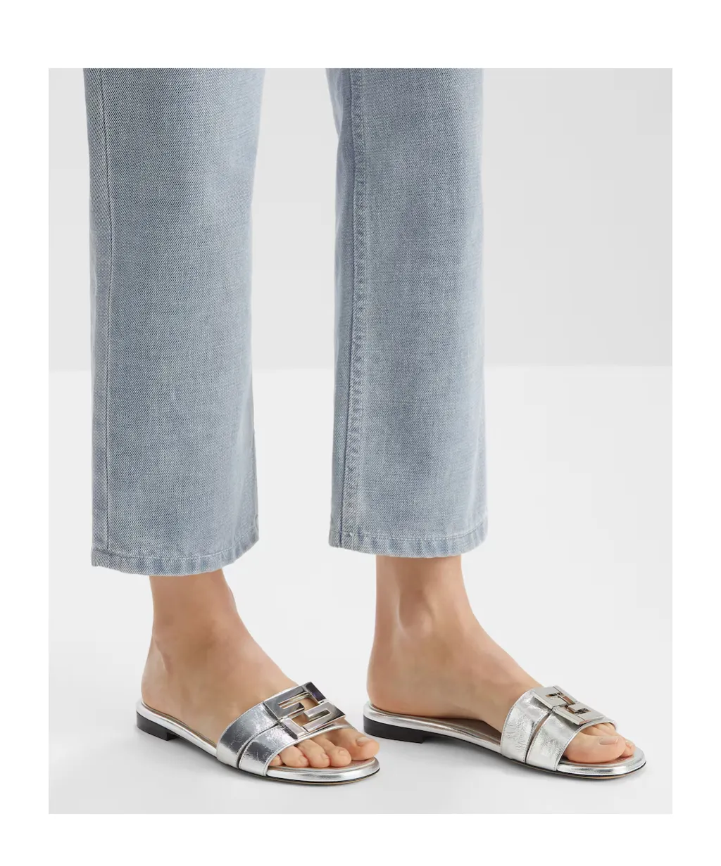 Ffold Logo Plaque Metallic Sandals