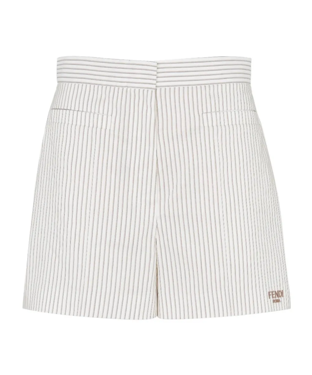 Logo Embroidered Striped Shorts